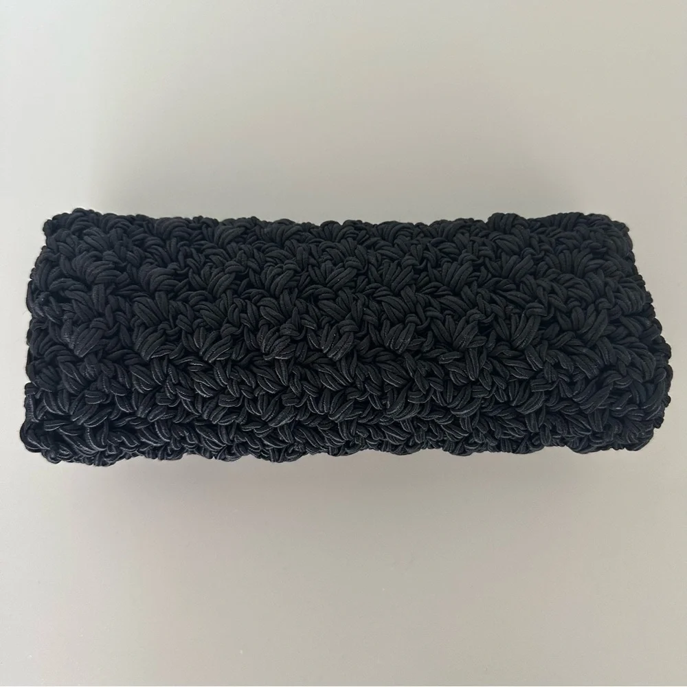 Vintage Ultimo Woven Cord Minimalist Clutch Evening Bag in Black